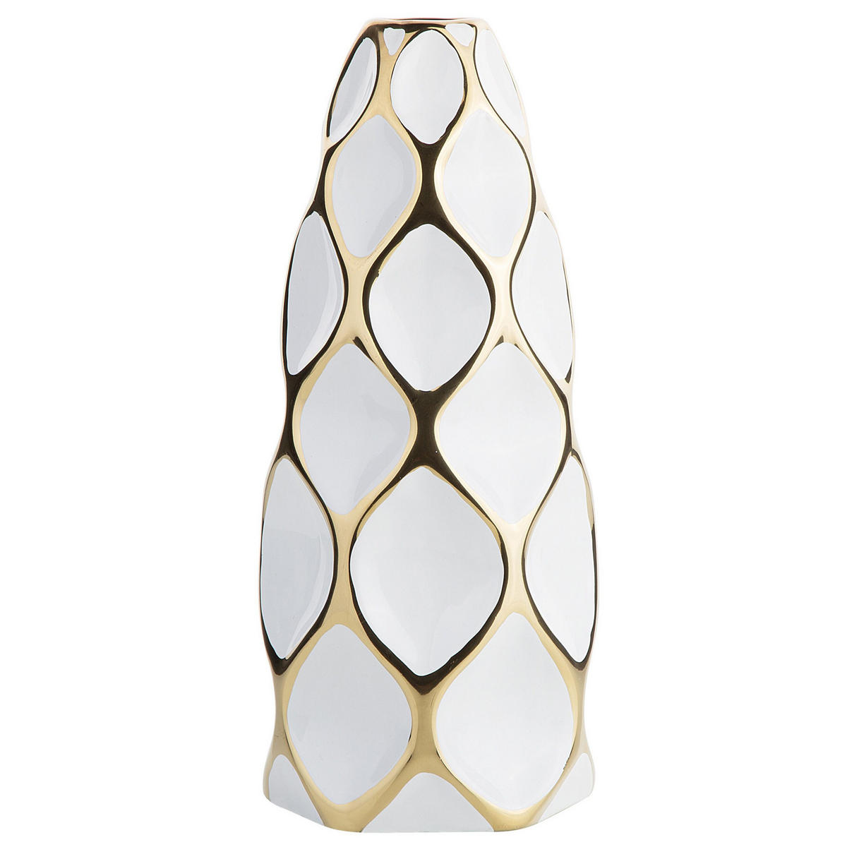 BLUMENVASE Steinzeug weiß Avila - Weiß, Stein (36cm) - Beliani