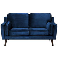 2-SITZER-SOFA Samtstoff Dunkelblau Lokka - Hellblau, Textil (150/85/83cm) - Beliani