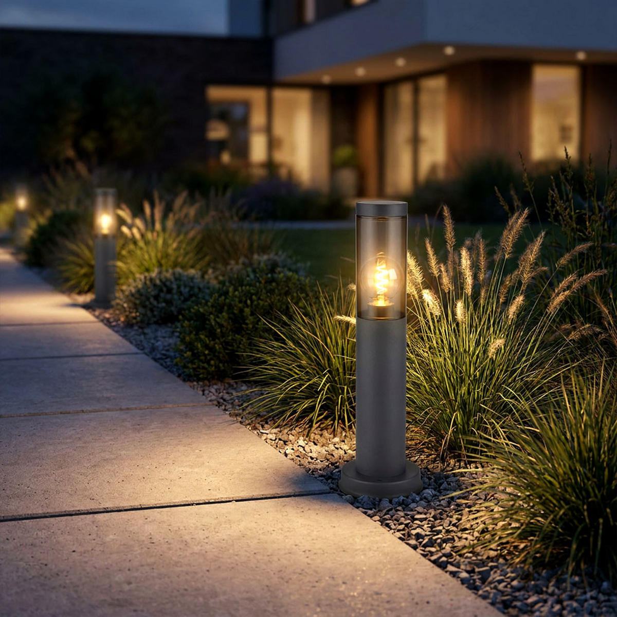 LED AUSSENLEUCHTE Grau Anthrazit - Grau, Kunststoff (12.7/12.7/45cm) - Globo Lighting