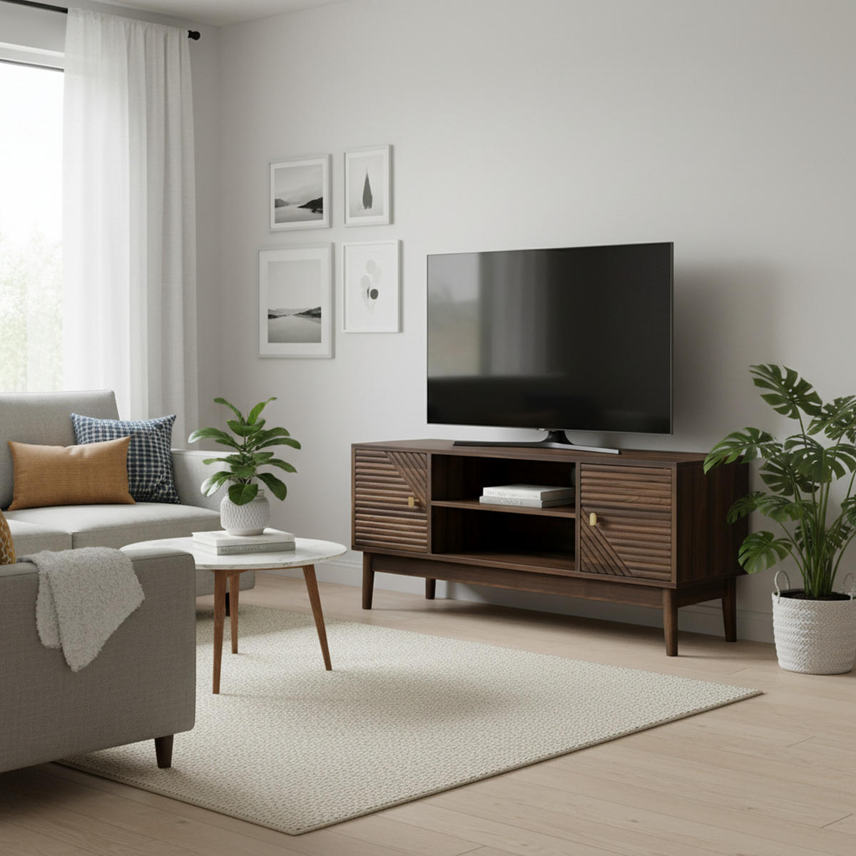 SIDEBOARD Holzdekor mit Türen und Schubladen - Braun, Holzwerkstoff (110/48/40cm) - Urban Meuble