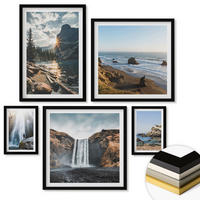 WANDBILDER 5er-Set - 50x50 cm & 20x30 cm & 40x60 cm Schwarzer Rahmen - Zitronengarten mit Getränken - Schwarz, Kunststoff (40/60cm) - ArtPrintCave