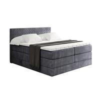 BOXSPRINGBETT mit Matratze H3|H4 und Lattenrost - VEXA KING-160x200 - Dunkelgrau Casablanca - Dunkelgrau, Holzwerkstoff (160/200cm) - ALTDECOR