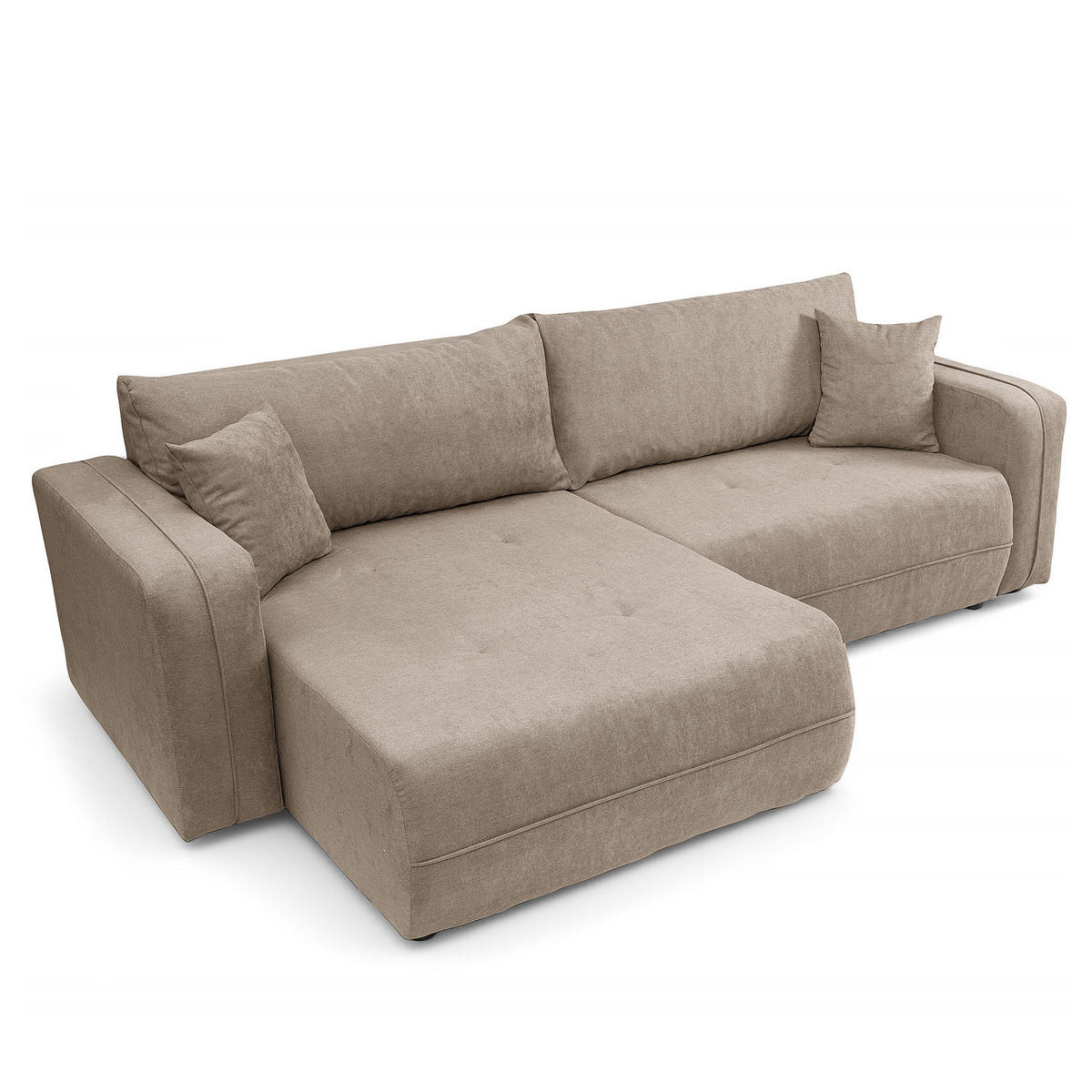 ECKSOFA mit Schlaffunktion - 244 cm - Schwarz/Cappuccino, Kunststoff/Textil (244/145cm) - home24