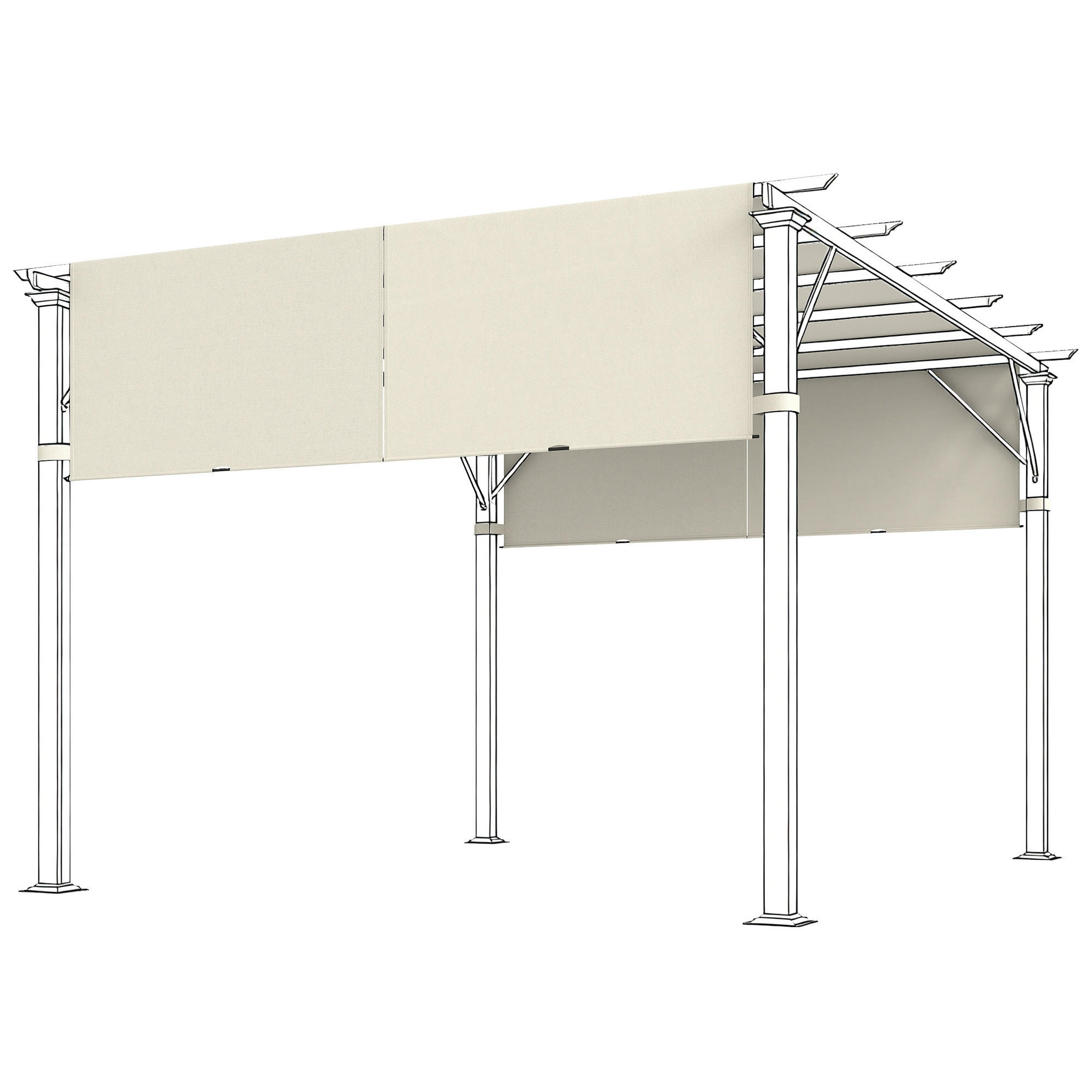 ERSATZDACH für Pergola mit UV-Schutz, Sonnensegel für Terrassenüberdachung für 3 x 3 m Pavillon, Cremeweiß - Creme, Textil (488/1/122cm)