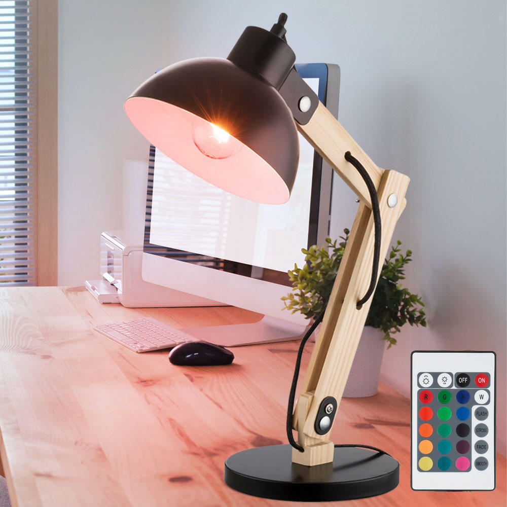 LED SCHREIBTISCHLEUCHTE Holz Schwarz - Schwarz, Holz/Metall (31/16/42.5cm) - Globo Lighting