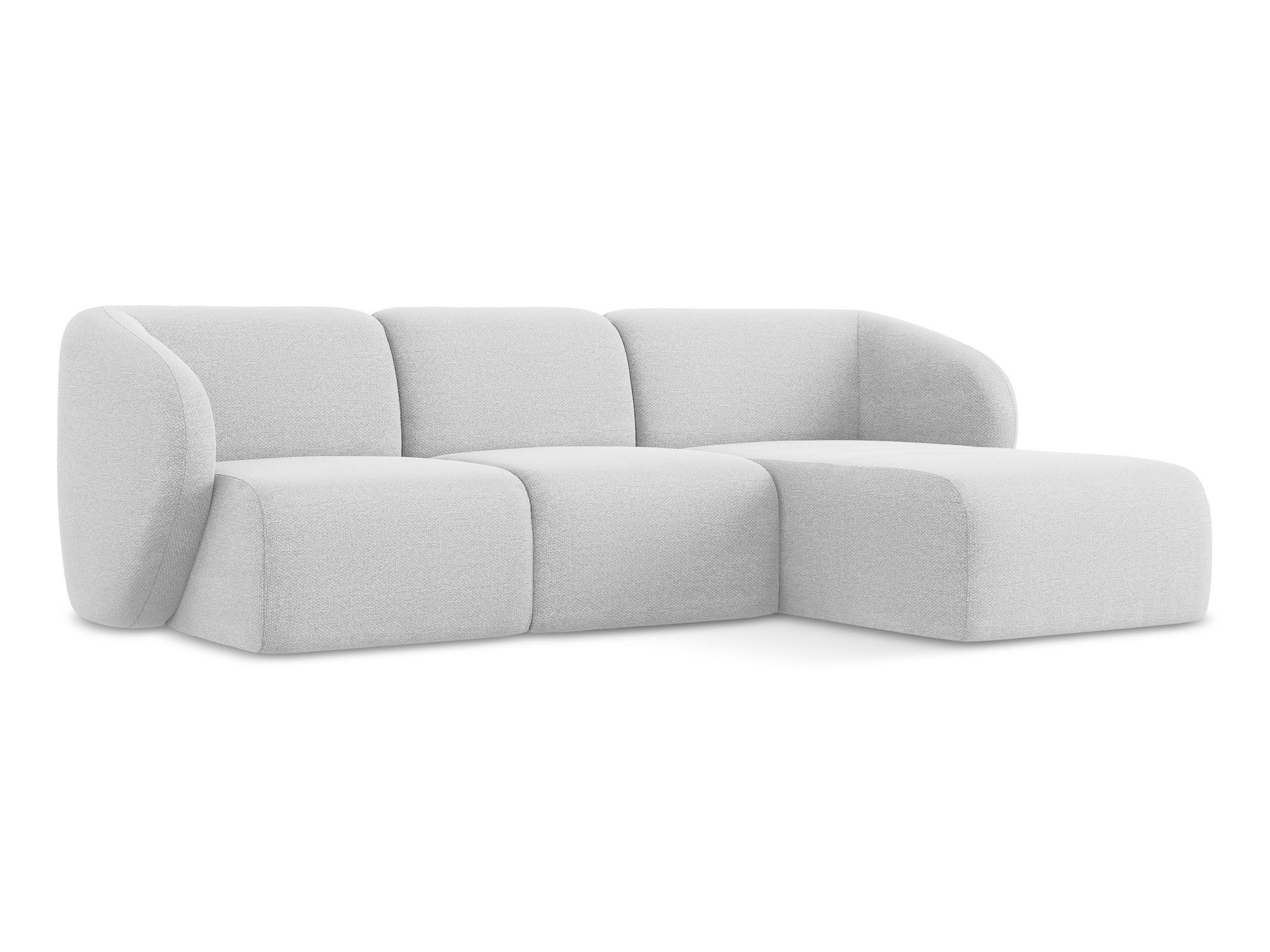 ECKSOFA Rechts Bouclé Stoff Grau - Silberfarben/Schwarz, Holzwerkstoff/Kunststoff (248/166cm) - Makamii