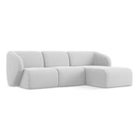 ECKSOFA Rechts Bouclé Stoff Grau - Silberfarben/Schwarz, Holzwerkstoff/Kunststoff (248/166cm) - Makamii