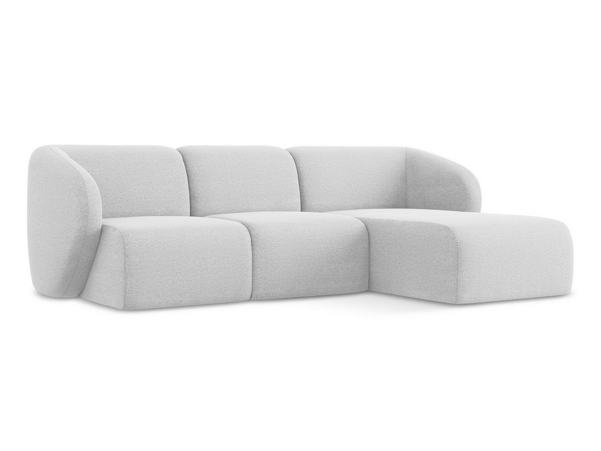 ECKSOFA Rechts Bouclé Stoff Grau - Silberfarben/Schwarz, Holzwerkstoff/Kunststoff (248/166cm) - Makamii