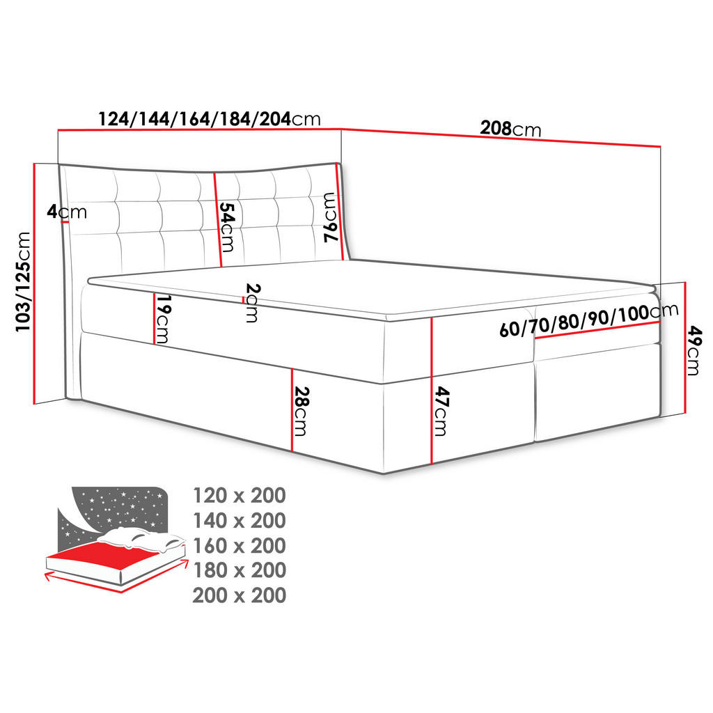 Thumbnail - Mirjan24 Boxbett, Türkis, Holz, H3, 140x200 cm, Schlafzimmer, Betten, Boxspringbetten
