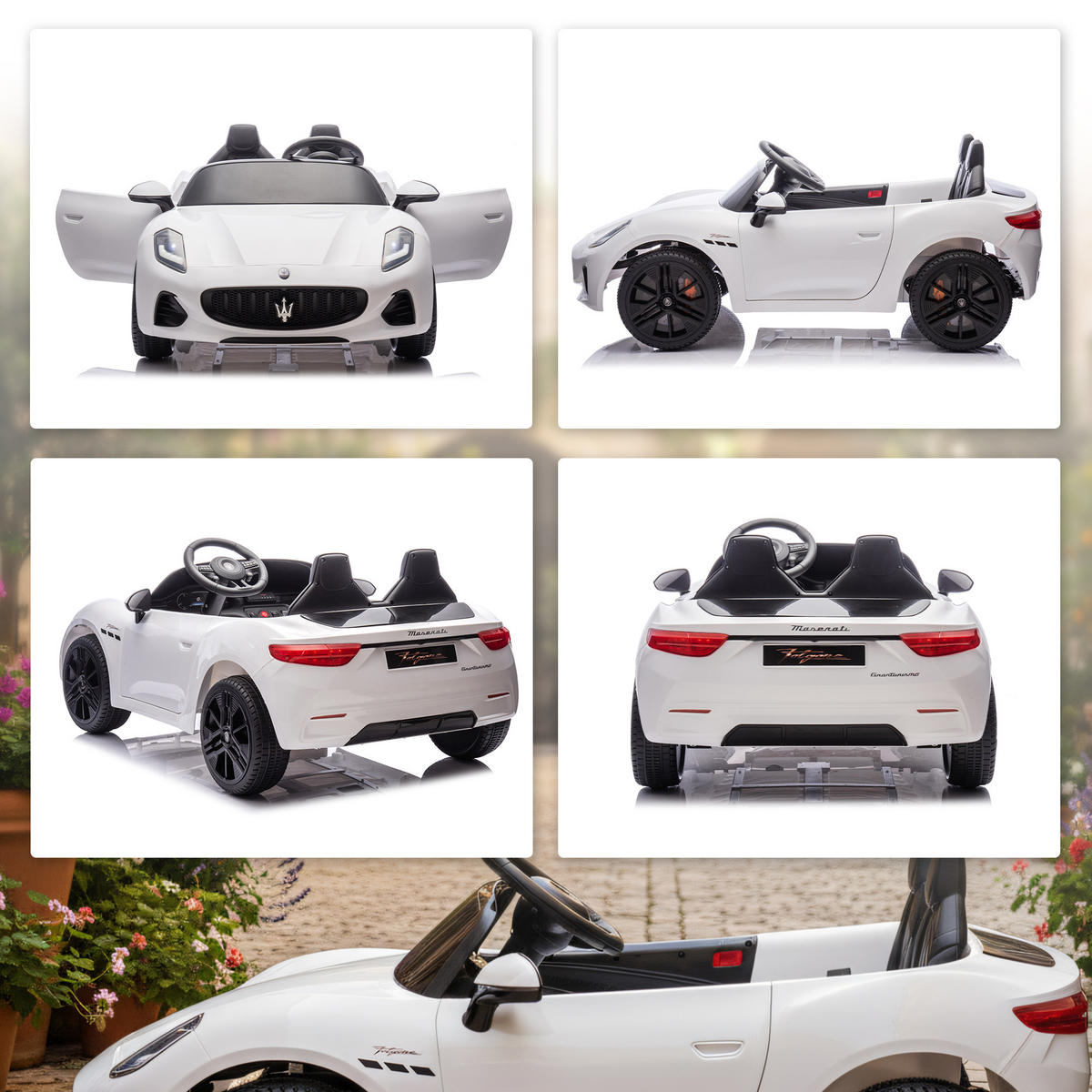 ELEKTROAUTO DE-06176 2-Sitzer mit Fernbedienung und LED Weiß - Weiß, Kunststoff/Metall (120/72/50cm) - ComfortXL
