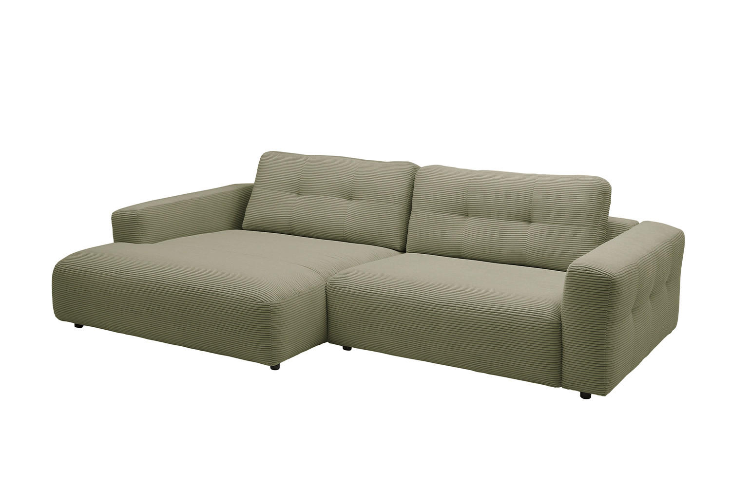 ECKSOFA MIKA Grün Cord - Schwarz/Olivgrün, Kunststoff/Textil (276/167cm) - KAWOLA