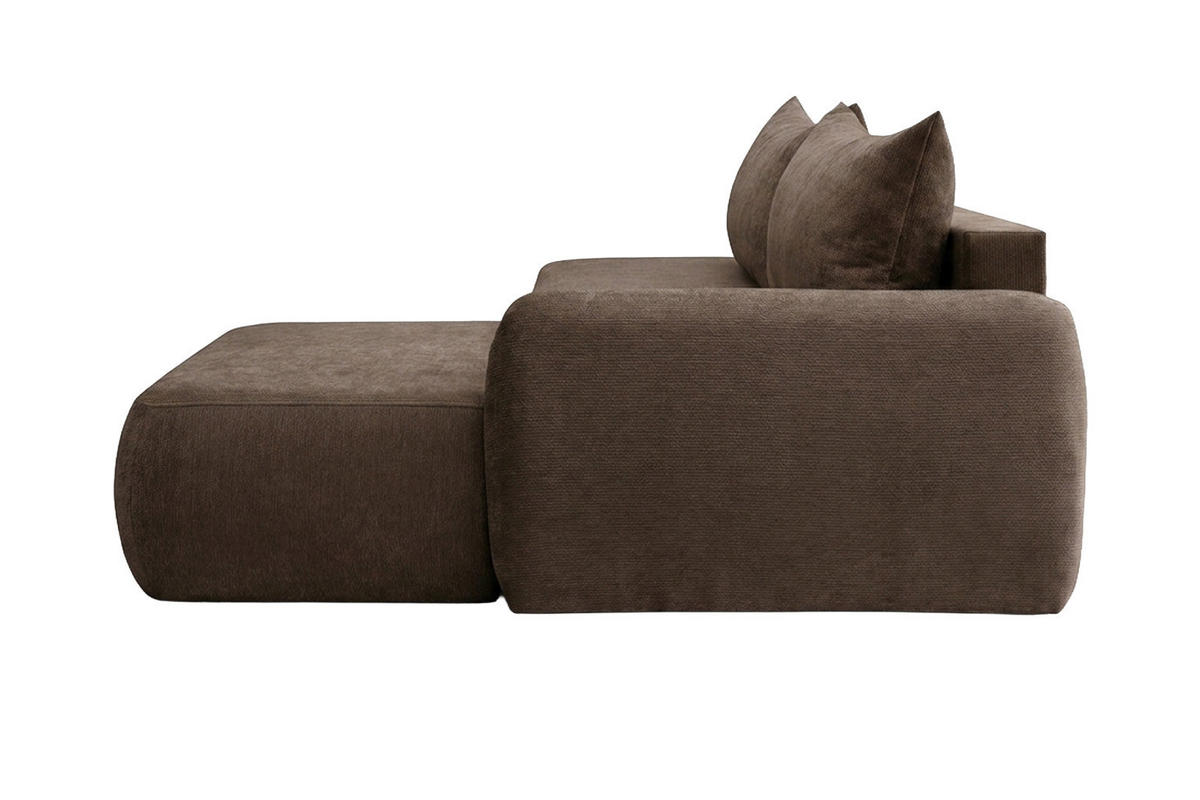 ECKSOFA Mit Schlaffunktion Und Bettkasten, Velvet-Stoff Vena, Dunkelbeige, Rechts, HELA I - Beige, Holz (302/184cm) - Kaiser Möbel