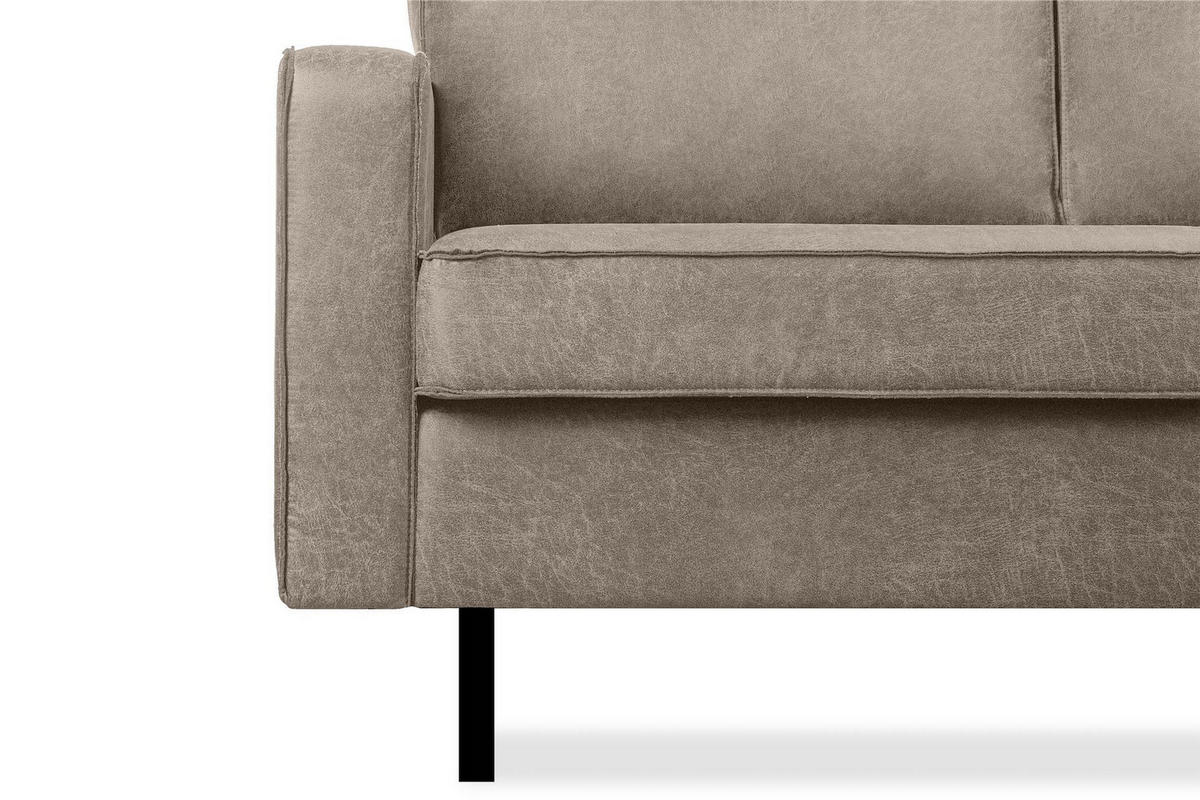 ECKSOFA-RECHTS INVIA mit Armlehnen vintage, Lederoptik-Stoff, hellgrau - Hellgrau/Schwarz, Textil (234/160cm) - KONSIMO®