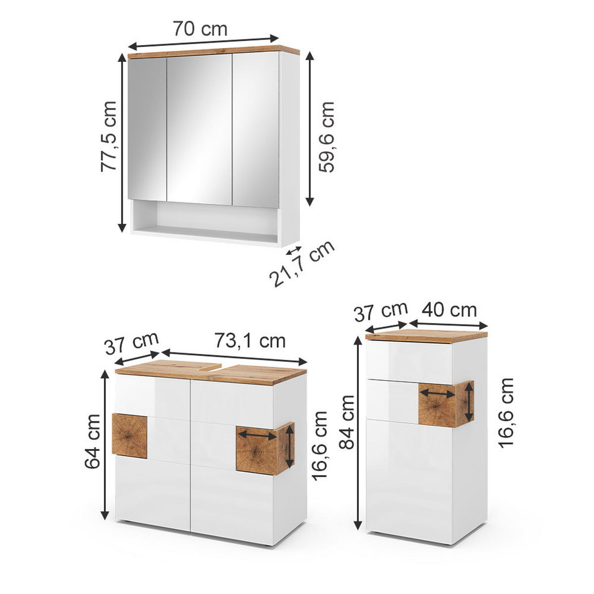 KOUPELNOVÝ NÁBYTEK Eden Bílá - vysoce lesklá bílá, kompozitní dřevo (73/64/37cm) - Vicco