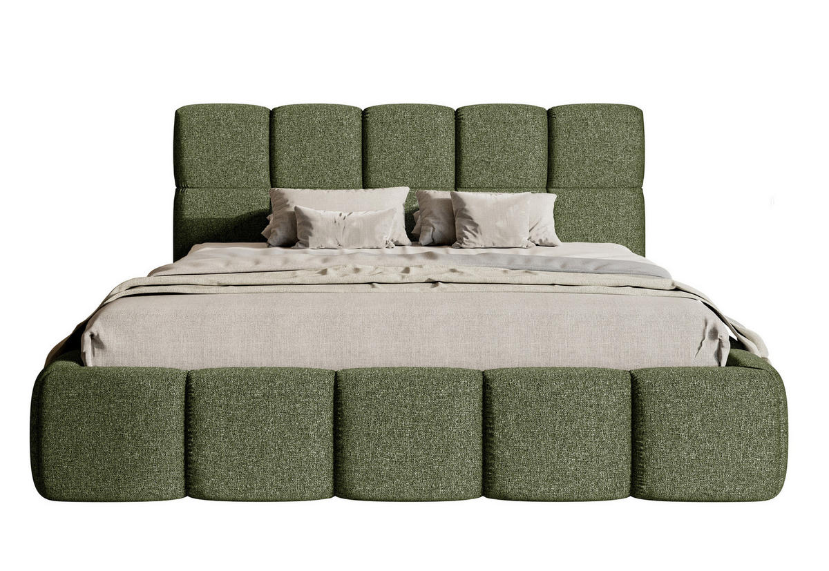 POLSTERBETT Cloudy Olivgrün Chenille mit Bettkasten 180 cm - Olivgrün, Textil (180/200cm) - Selsey