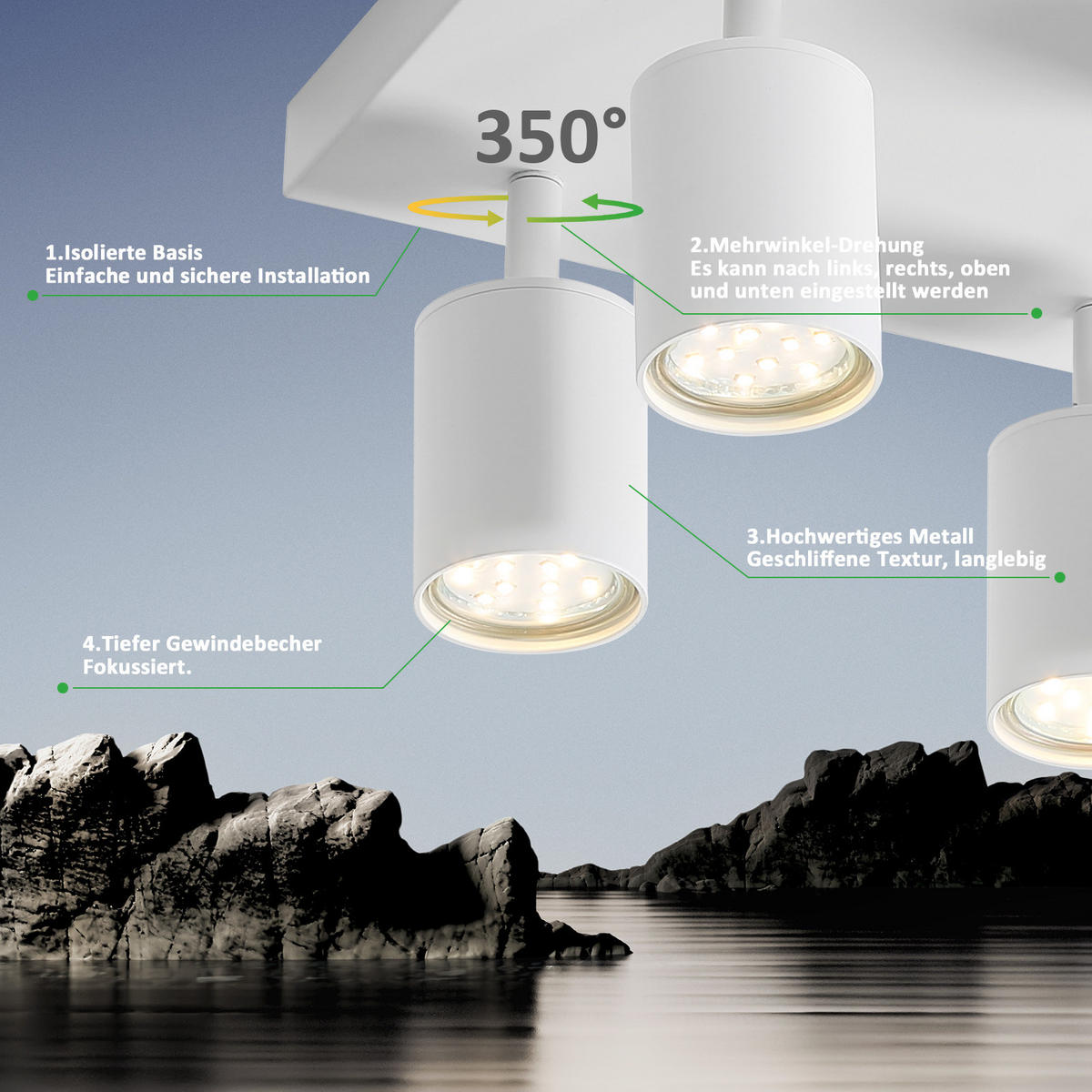 STRAHLER Beeskow 6-flammig 40/20/14.4 cm - Weiß, Metall (40/20/14.4cm) - Nettlife