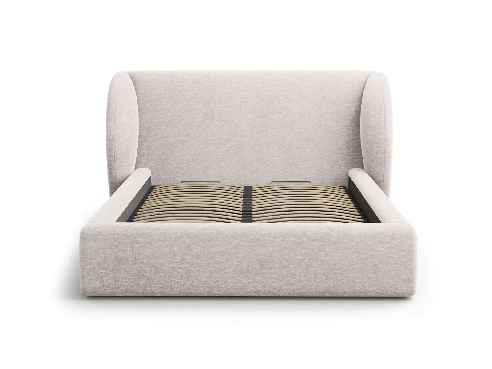 BETT mit Bettkasten und Kopfteil Miley aus Chenille-Stoff hellgrau 200x200cm - Hellgrau, Textil (200/200cm) - Micadoni