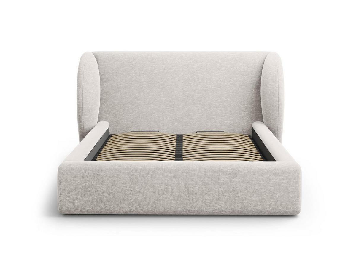 BETT mit Bettkasten und Kopfteil Miley aus Chenille-Stoff hellgrau 140x200cm - Hellgrau, Textil (140/200cm) - Micadoni