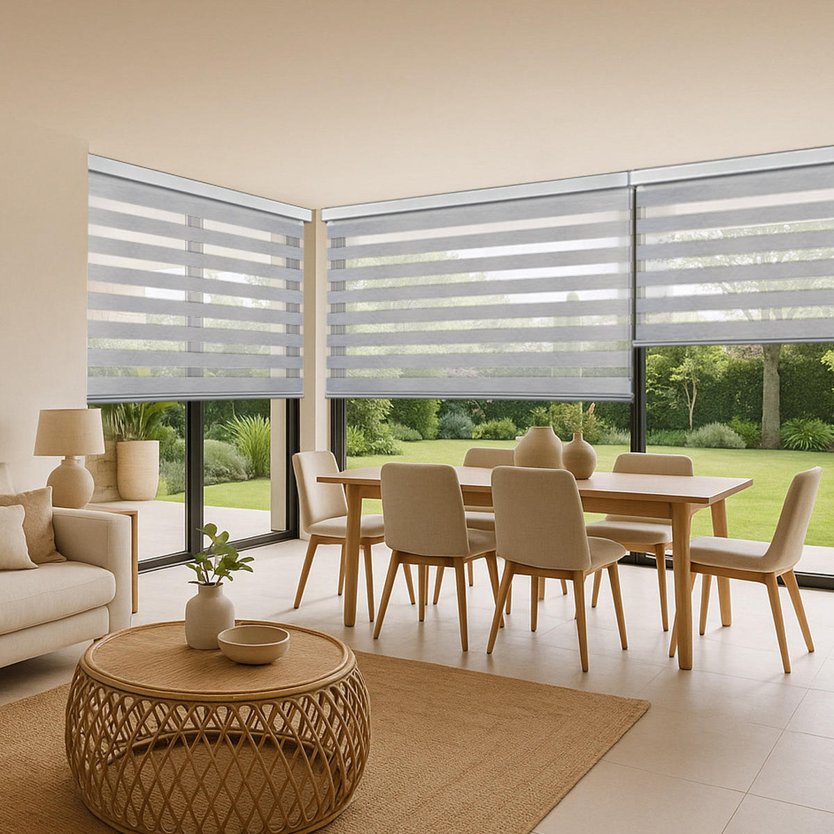 DOPPELROLLO Weiß 120x250 cm - Silberfarben, Kunststoff (120/250cm) - STORESDECO