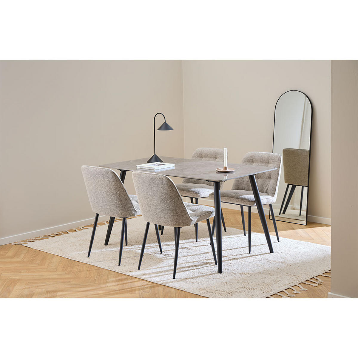 ESSTISCH, Wicklow, Grau, Metall / Keramik, 140 x 80 x 75 cm - Grau, Metall (80/140/75cm) - ebuy24