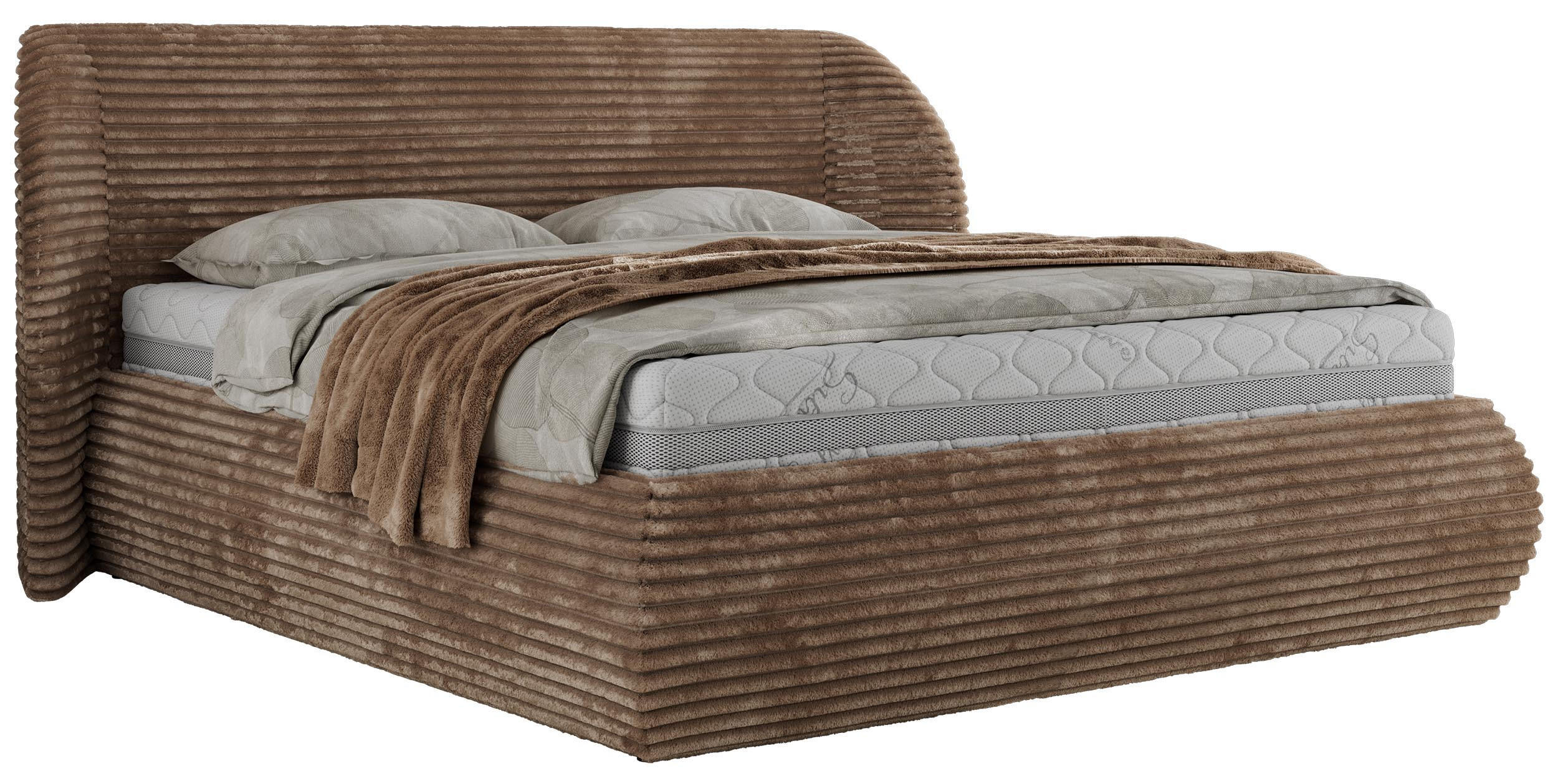 POLSTERBETT CAELA CLASSIC 180/200 - Braun Cord - Braun, Textil (180/200cm) - MKS