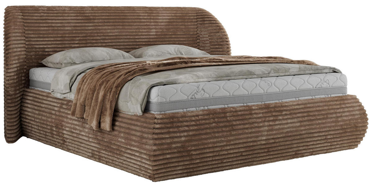 POLSTERBETT CAELA CLASSIC 180/200 - Braun Cord - Braun, Textil (180/200cm) - MKS