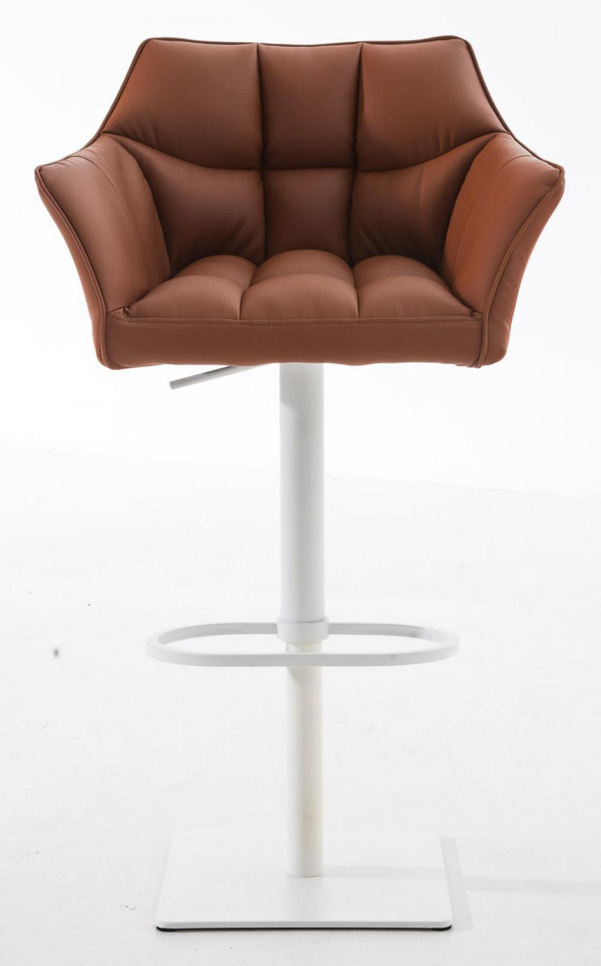 BARHOCKER 2er Set Lederlook Hellbraun - Hellbraun/Weiß, Textil/Metall (64/88/45cm) - CLP