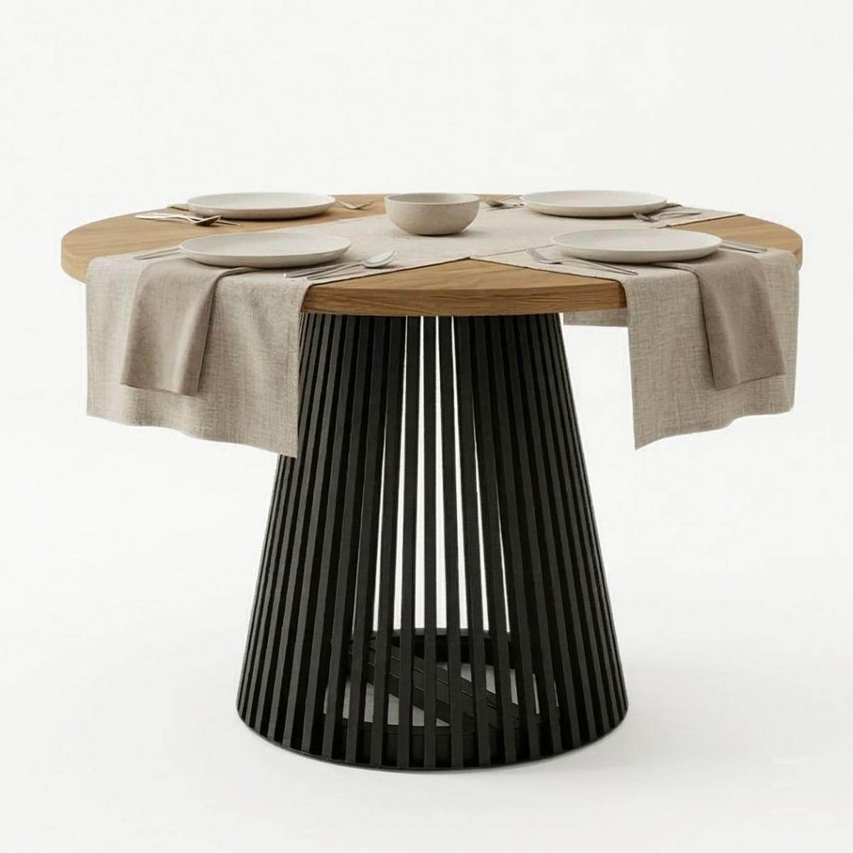 ESSTISCH runder ausziehbarer Tisch für Esszimmer DOVER 100 / 150 cm, Farbe: Eiche Craft Golden / Schwarz - Schwarz/Braun, Holz (150/100/77cm) - Dekori_Interiors