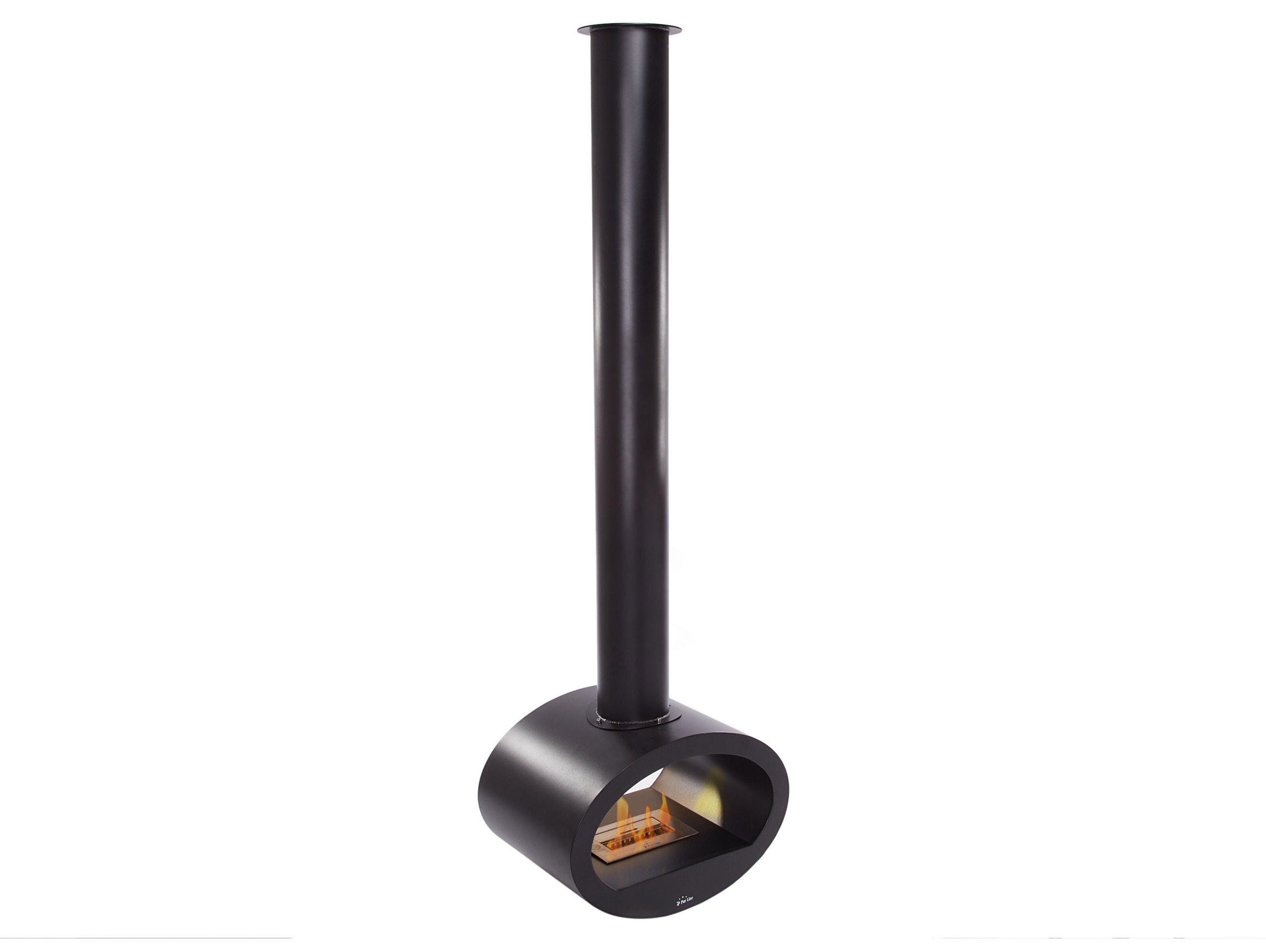 BIOETHANOL-KAMIN Schwarz Deckenmodell mit Rohr inklusive 1.5 L Brennblock - Schwarz, Metall (65/190/40cm) - Purline