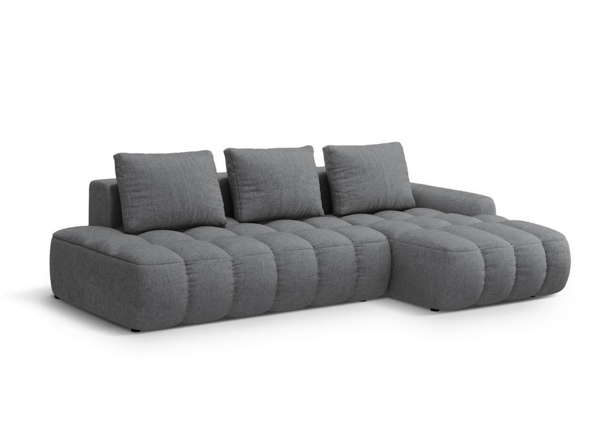 AUSKLAPPBARES-ECKSOFA rechts mit Container Linz aus strukturiertem Stoff grau 3 Sitzplätze - Grau, Textil (142/275cm) - Cosmopolitan Design