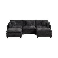 SOFA modular 3-Sitzer Chenille Schwarz - Schwarz, Holz (75/84/289cm) - Meubliv