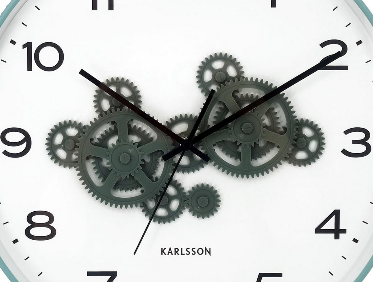 WANDUHR Open Gear Blau 40/5.66/40 cm - Blau, Kunststoff (5.66/40/40cm) - Karlsson