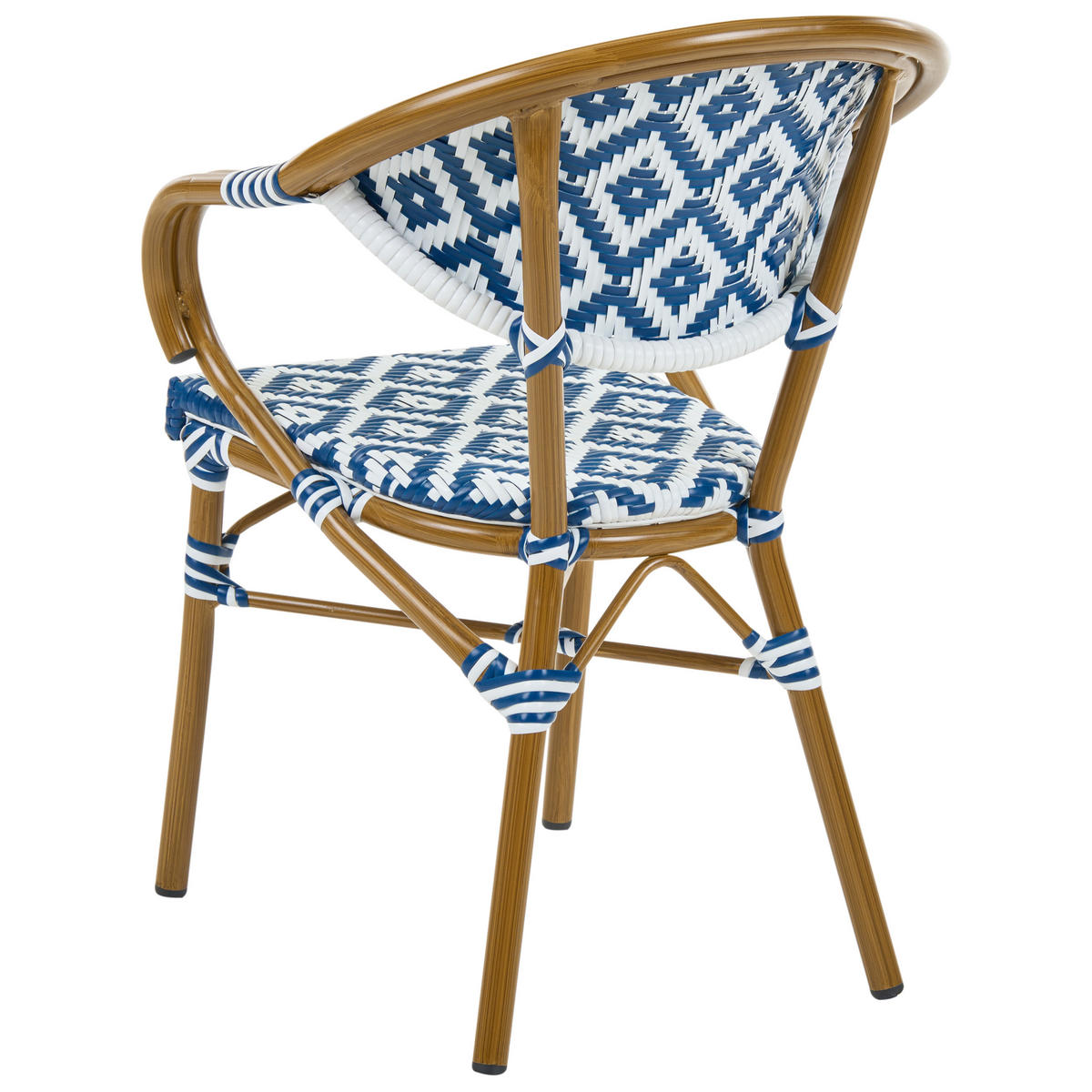GARTENSTUHL 4er-Set Polyrattan Blau/Weiß Caspri - Weiß, Kunststoff (41/81/51cm) - Beliani