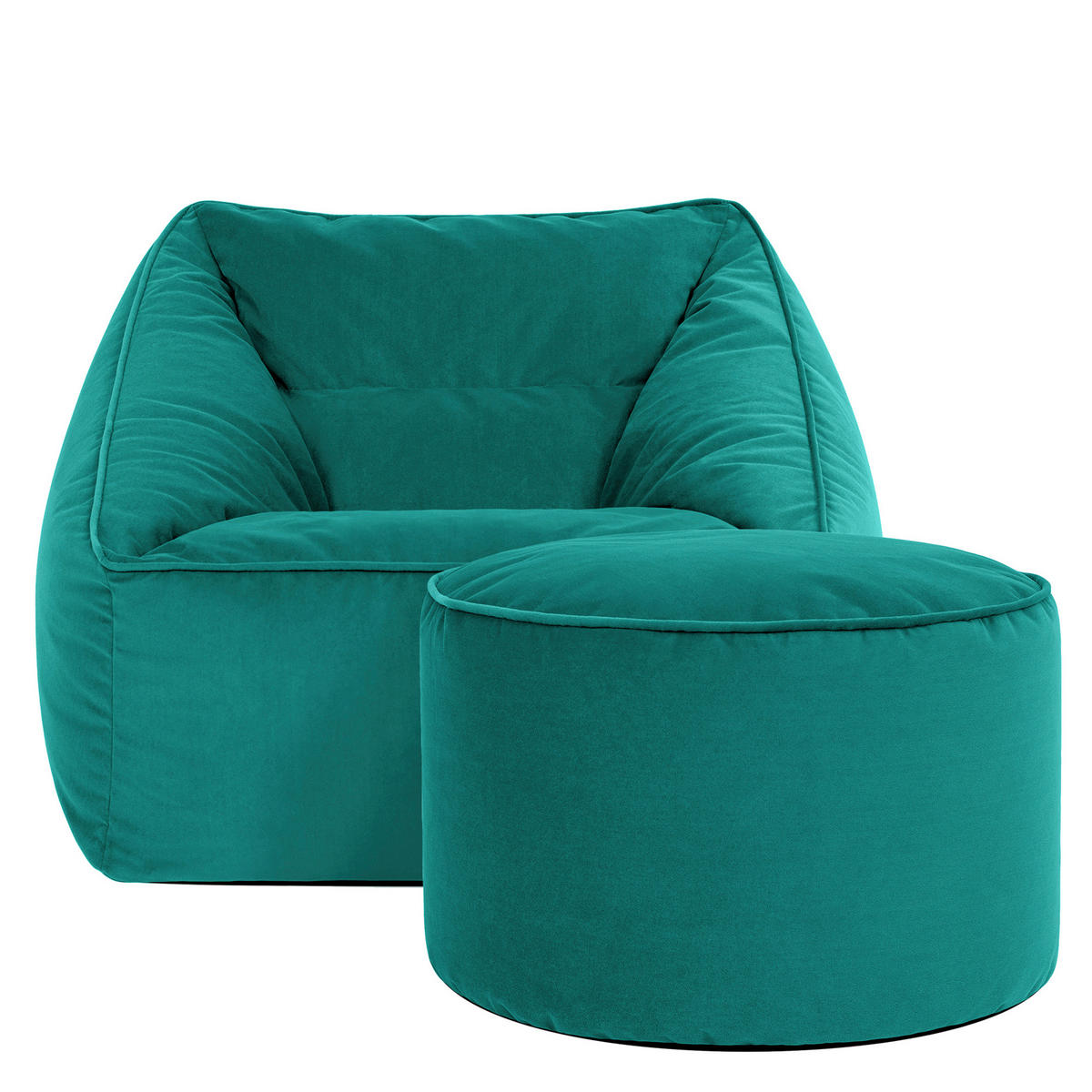 SITZSACK Natalia Samt Sessel mit Milano Fußhocker - Grün, Textil (70/65/70cm) - icon