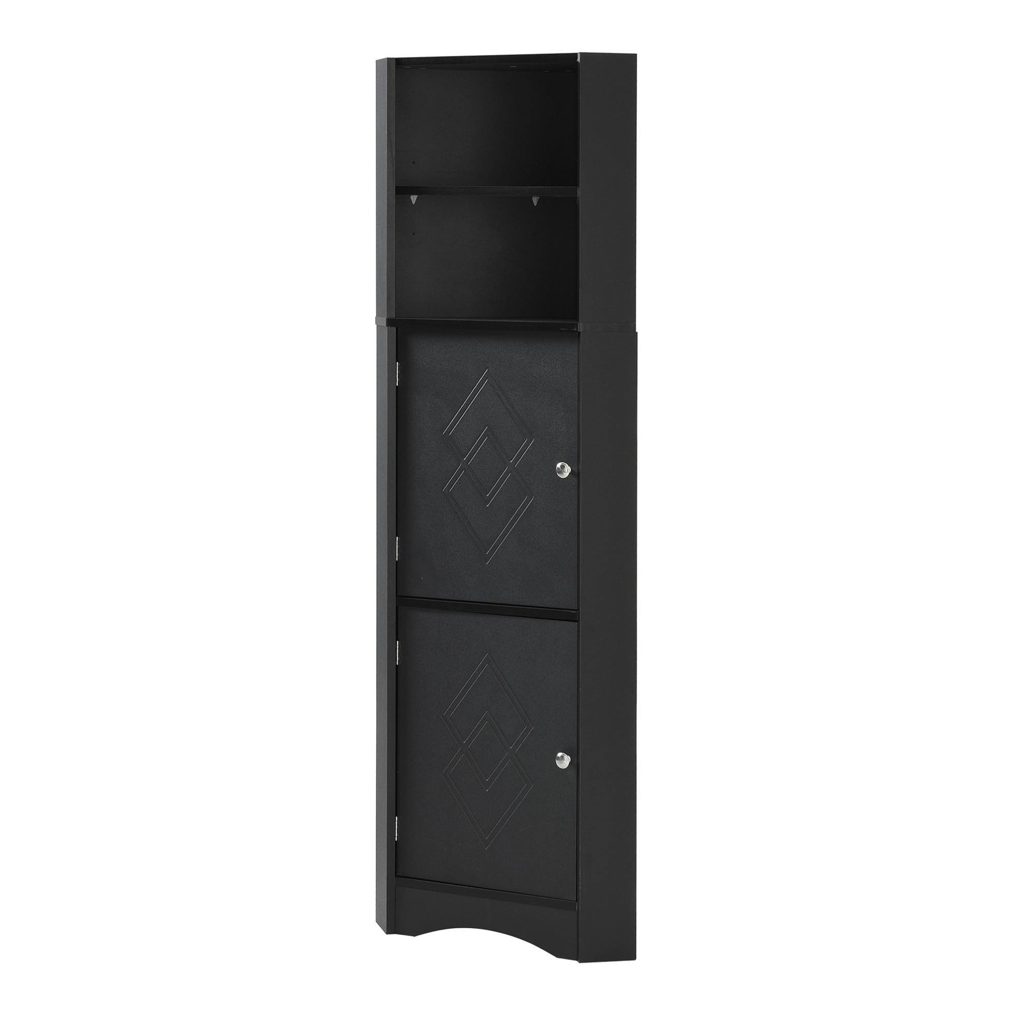 BADSCHRANK Eckschrank mit Ablagefächern 36,5 x 36,5 x 155 cm Schwarz - Schwarz, Holzwerkstoff (36.5/155/36.5cm) - Beauniv