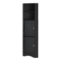 BADSCHRANK Eckschrank mit Ablagefächern 36,5 x 36,5 x 155 cm Schwarz - Schwarz, Holzwerkstoff (36.5/155/36.5cm) - Beauniv
