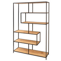 BÜCHERREGAL SLIM LINE Wildeiche 185cm - Schwarz/Braun, Holz/Metall (114/185/35cm) - riess-ambiente