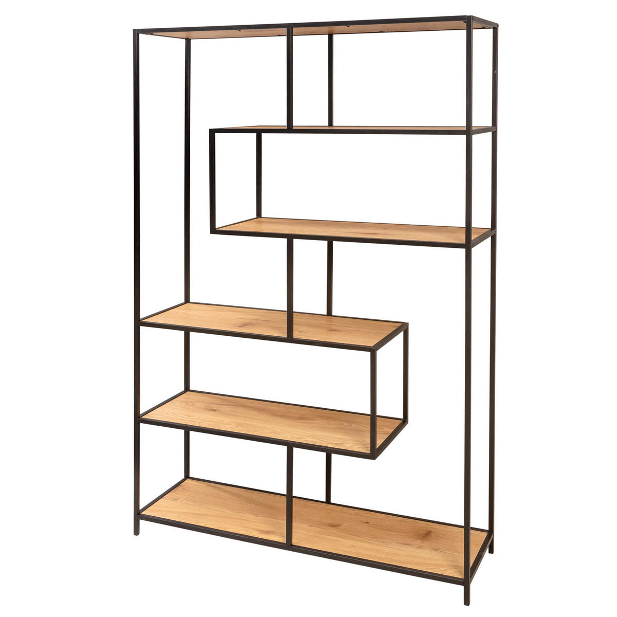 BÜCHERREGAL SLIM LINE Wildeiche 185cm - Schwarz/Braun, Holz/Metall (114/185/35cm) - riess-ambiente