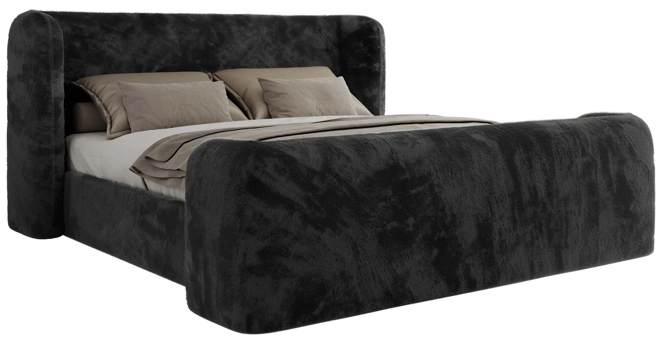 POLSTERBETT EMORA CLASSIC DUO 140/200 - Dunkelgrau Plüsch - Pocket-Matratze - Dunkelgrau, Textil (140/200cm) - MKS