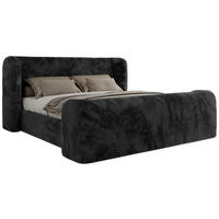 POLSTERBETT EMORA CLASSIC DUO 140/200 - Dunkelgrau Plüsch - Pocket-Matratze - Dunkelgrau, Textil (140/200cm) - MKS