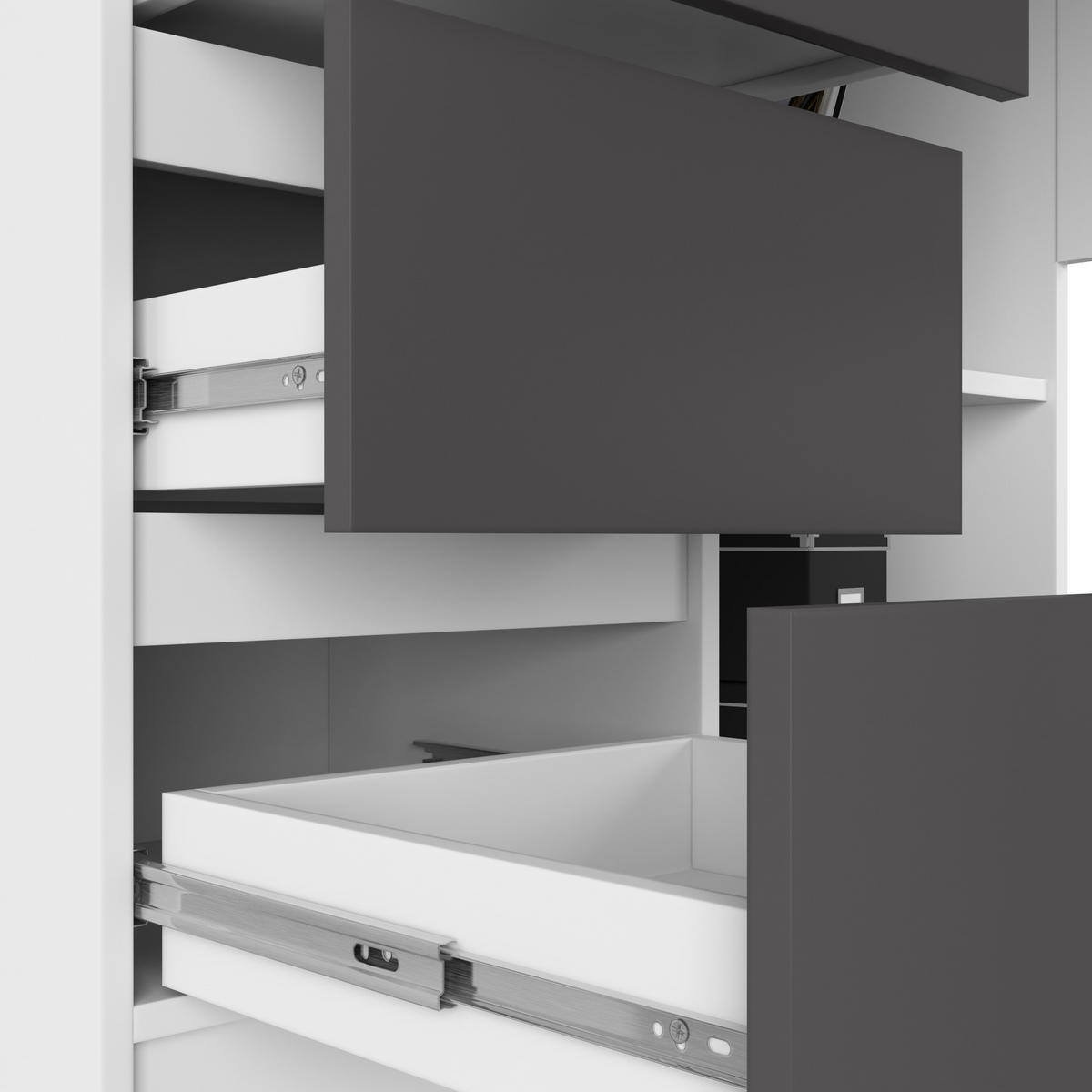 ECKSCHREIBTISCH Weiß, Grau 124x85x77 cm - Weiß/Grau, Holzwerkstoff (85/124/77cm) - Akord