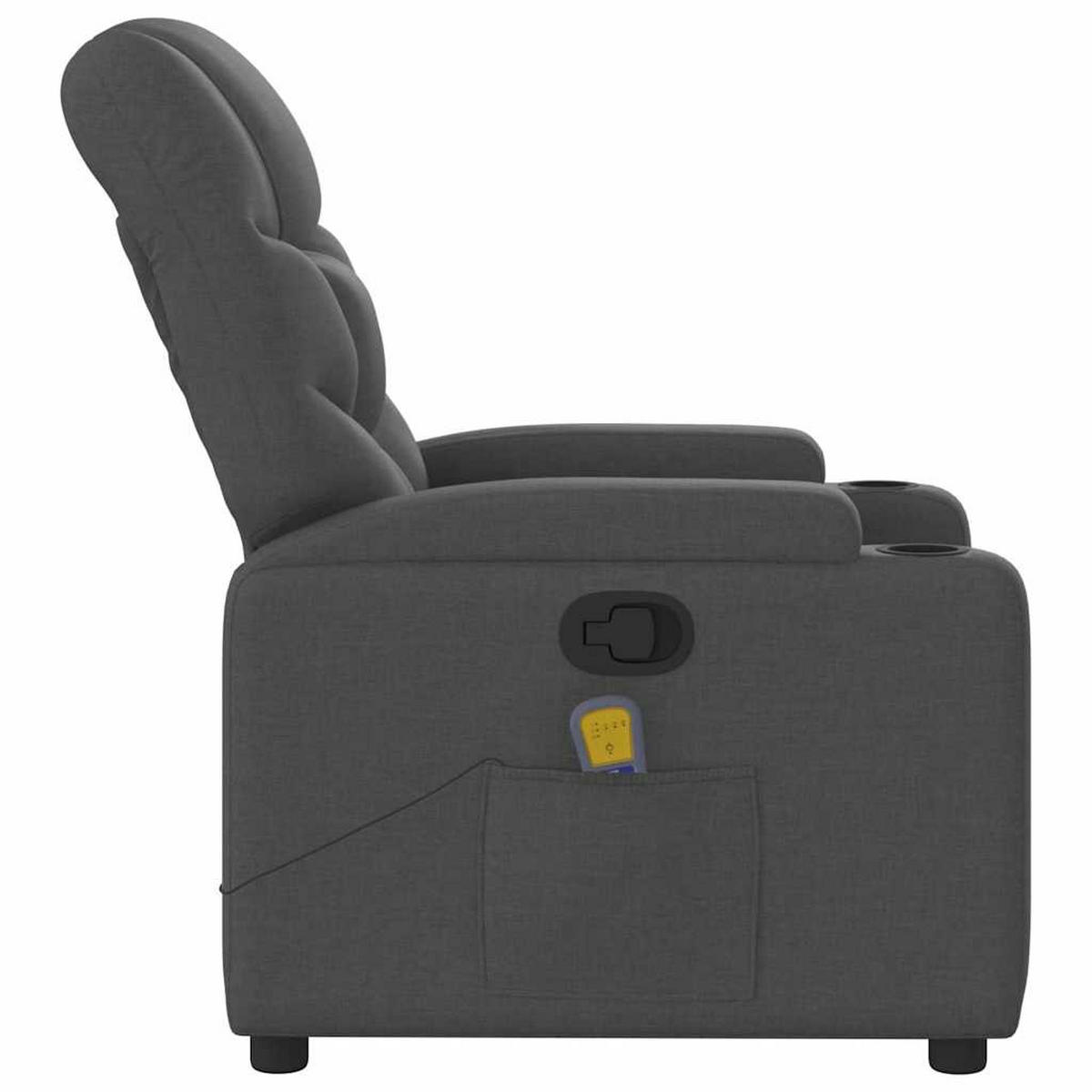 MASSAGESESSEL mit Liegefunktion und Vibrationsfunktion, 74/89/100 cm, Stoff, Dunkelgrau - Grau, Textil (89/100/74cm) - vidaXL