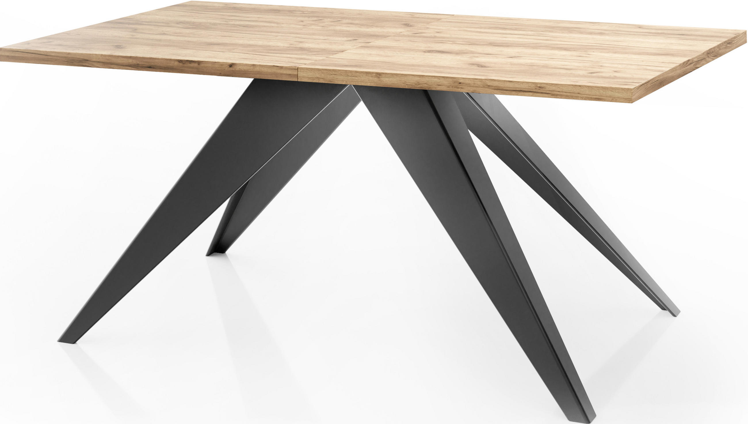 ESSTISCH Vance rechteckig ausziehbar, Craft Eiche 140-240/80/76 cm - Eiche Wotan/Schwarz, Holzwerkstoff/Metall (140/80/76cm) - WFL GROUP