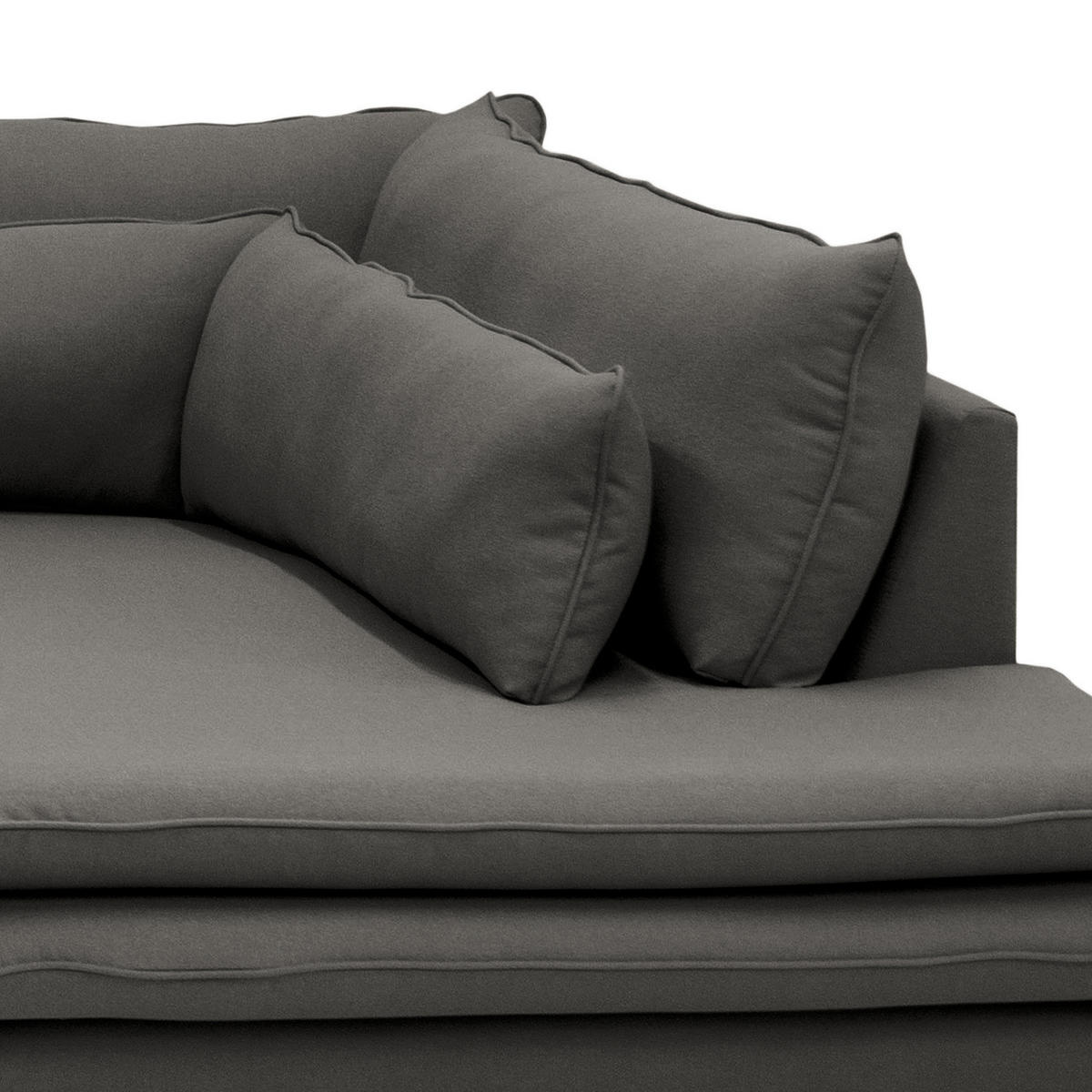 ECKSOFA mit Husse - Ottomane, Webstoff - Anthrazit/Schwarz, Kunststoff/Textil (299/222cm) - home24