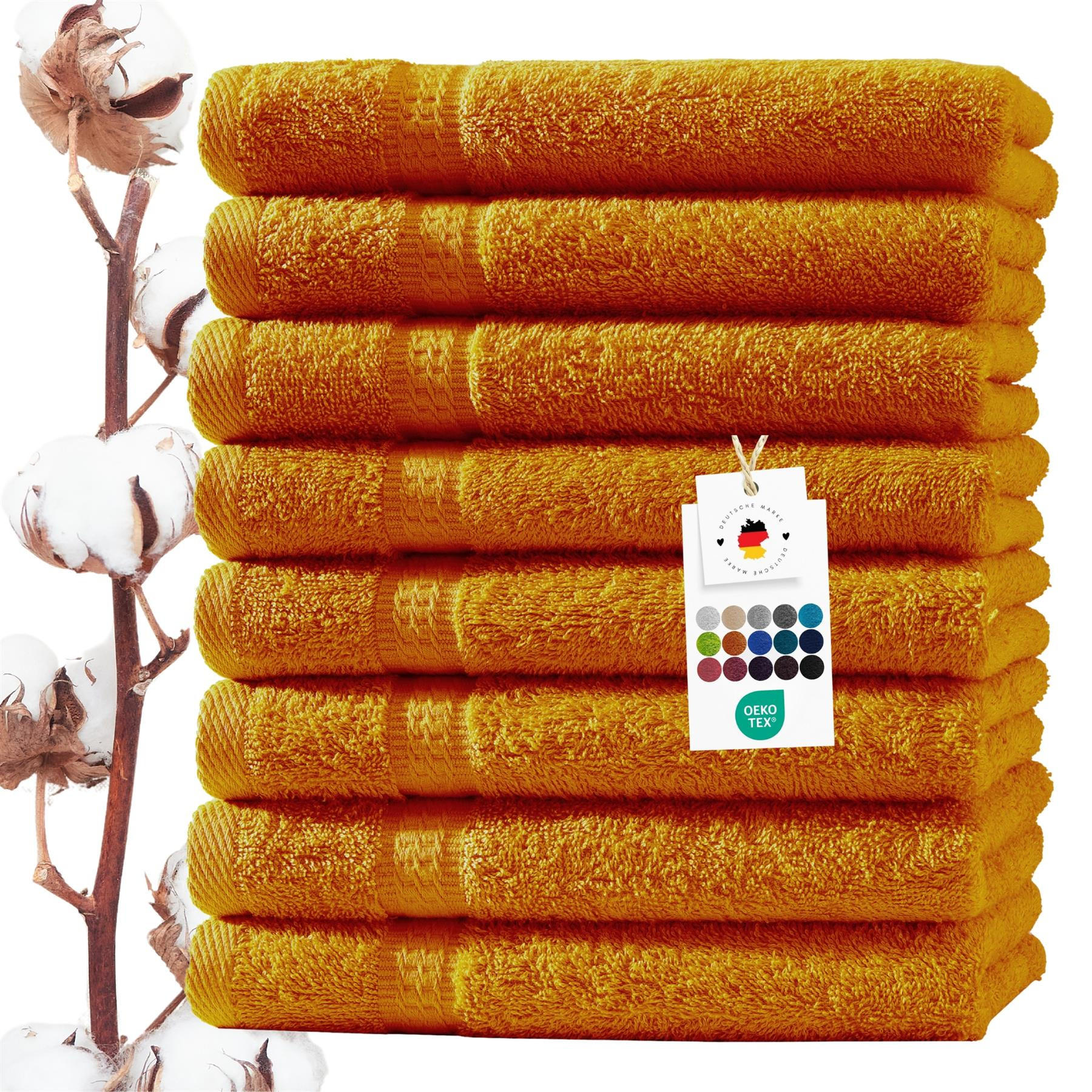 HANDTUCH 50x100 cm Frottier Handtücher im 8er Set aus 100% Baumwolle, Orange 500g/m2 - Orange, Textil (50/100cm) - Carpe Sonno