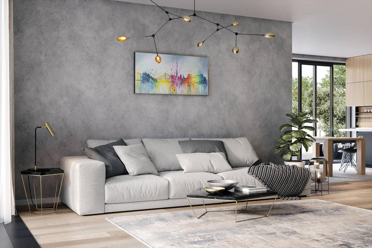 OLEJOMAĽBA 120/60 cm, Mesto a architektúra - sivá, drevo/textil (120/60cm) - KUNSTLOFT
