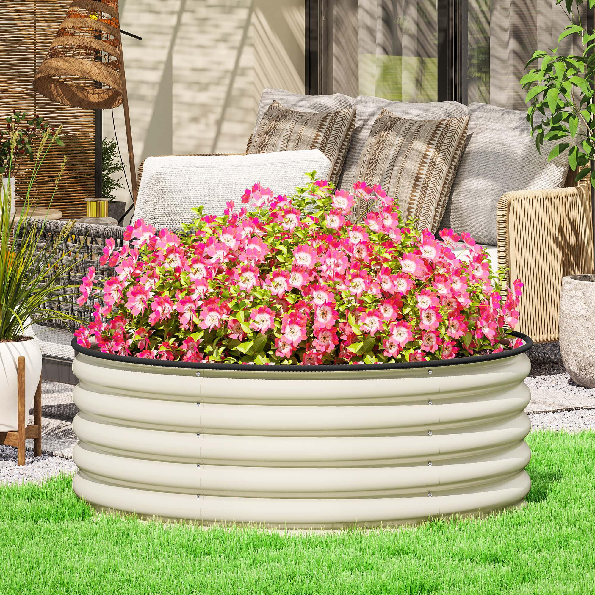 HOCHBEET, 120L x 120B x 43H cm - Creme, Metall (120/43/120cm) - Outsunny