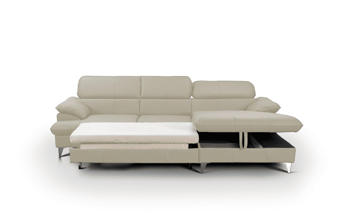 SOFA Falconn – Modernes Ecksofa mit Elektrischem Sitzvorschub und Integriertem Bettkasten - Chromfarben/Gelb, Holz/Textil (25.8/20.8cm) - Eltap