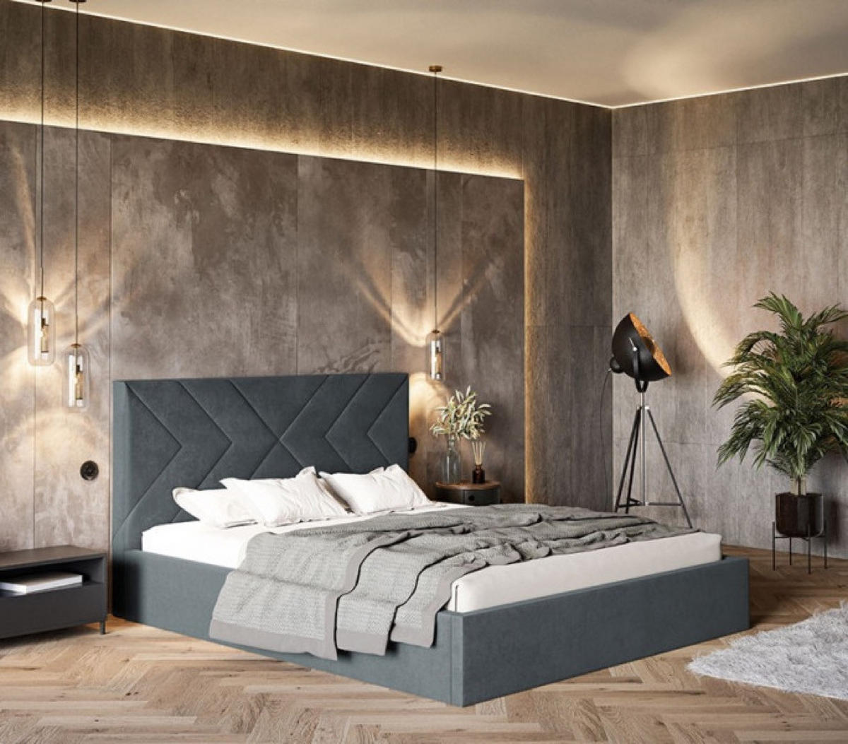 BETT Grau OLDO 1 Mit Bettkasten 120x200 cm - Schwarz/Graphitfarben, Textil (120/200cm) - Sepro Meble
