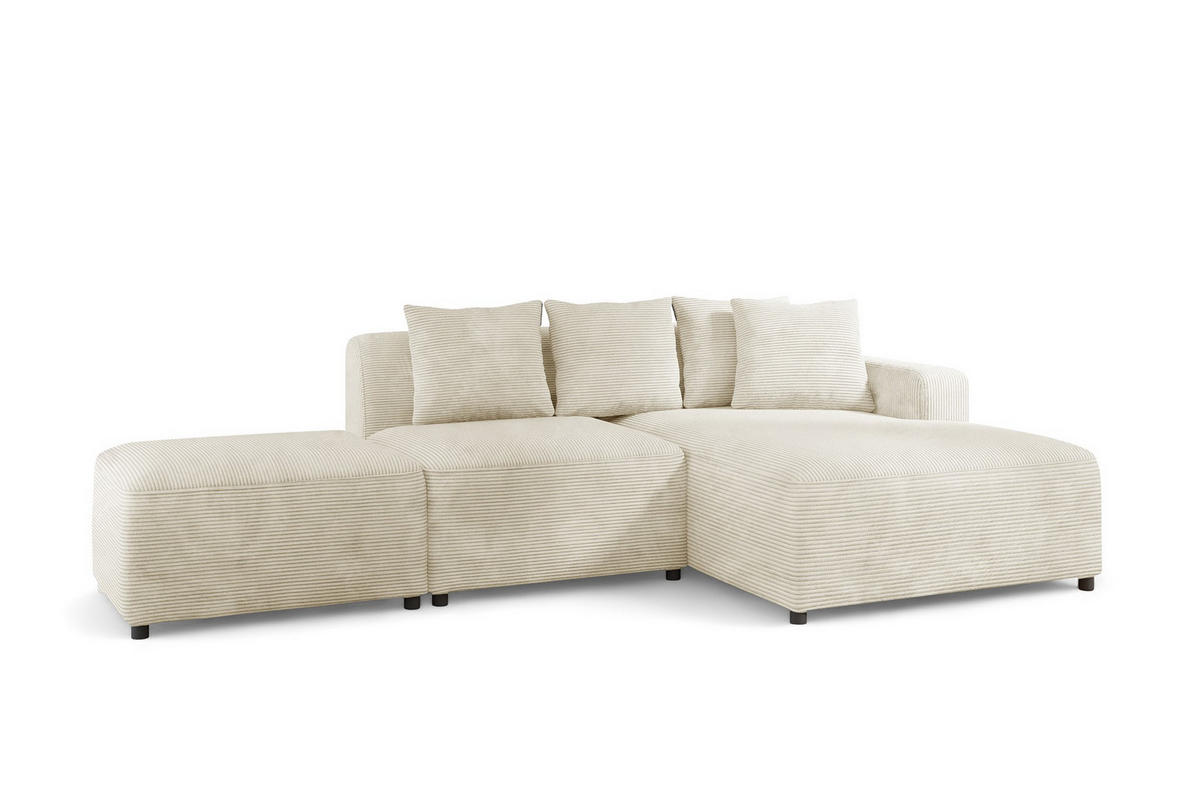 ECKSOFA Megan Xs In Poso - Creme, Holzwerkstoff/Textil (304/165cm) - Fun Möbel
